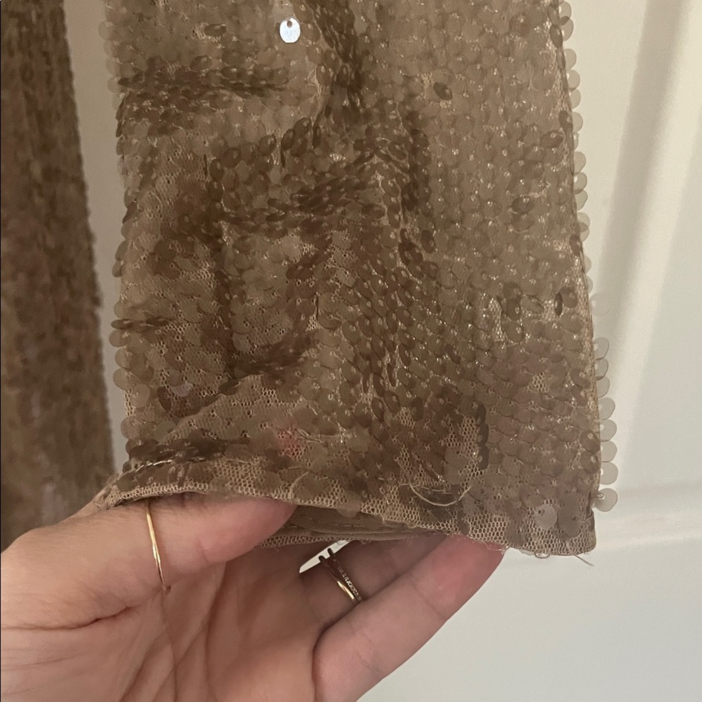 Boohoo Taupe Sequin Long Sleeve Midi Dress - Picture 6 of 10
